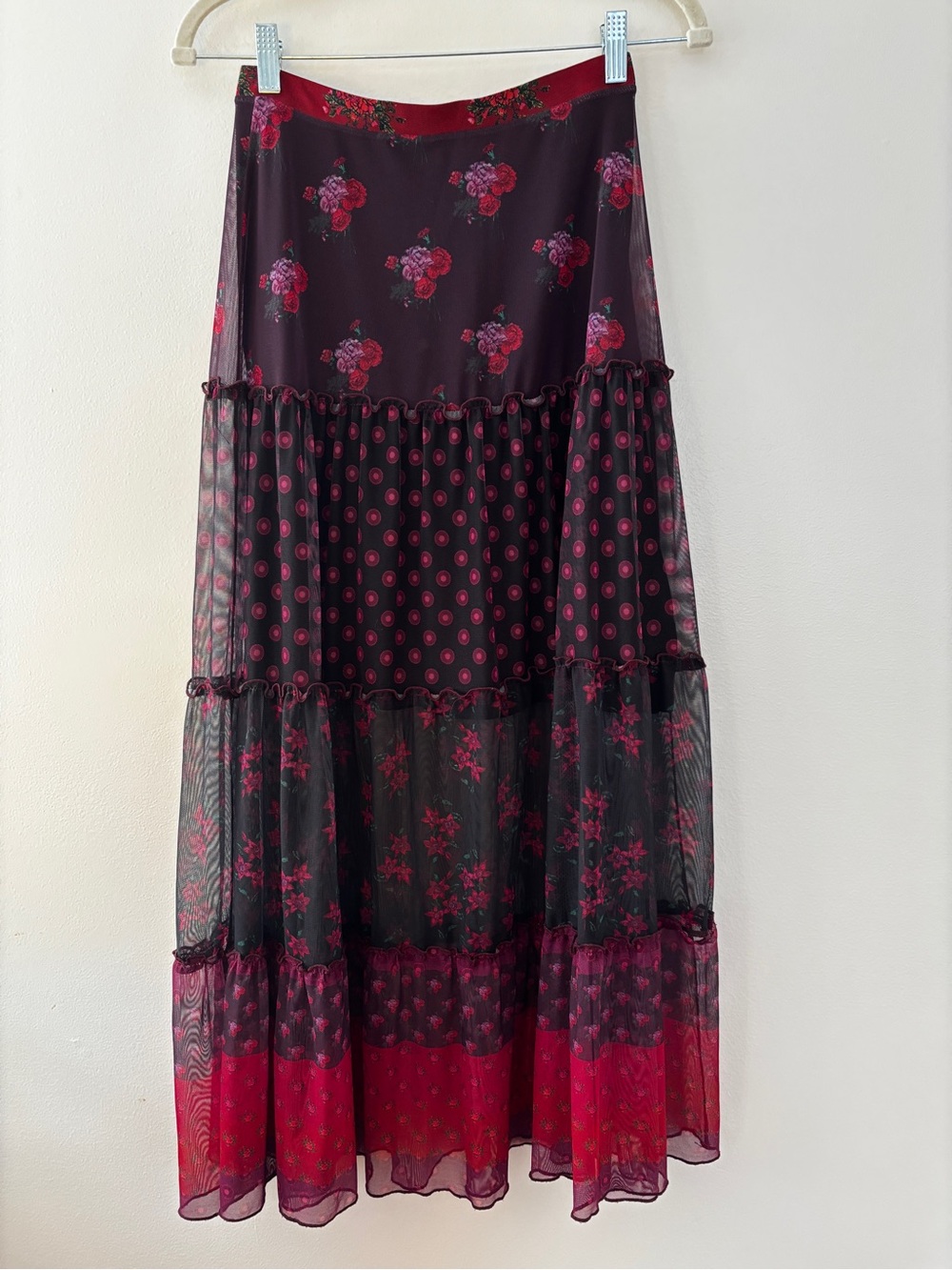Desigual Floral Tiered Skirt Size Small Roses